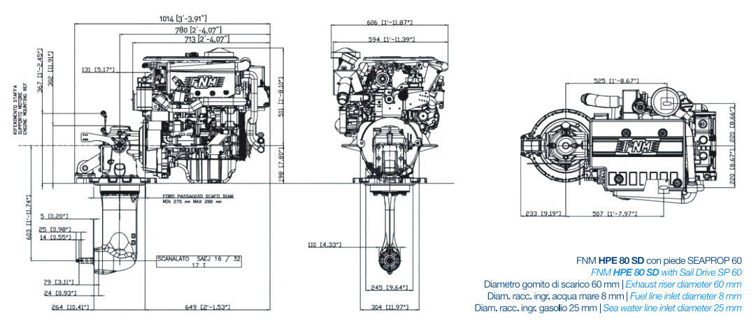 13 HPE SD Saildrive - FNM dízel hajómotorok